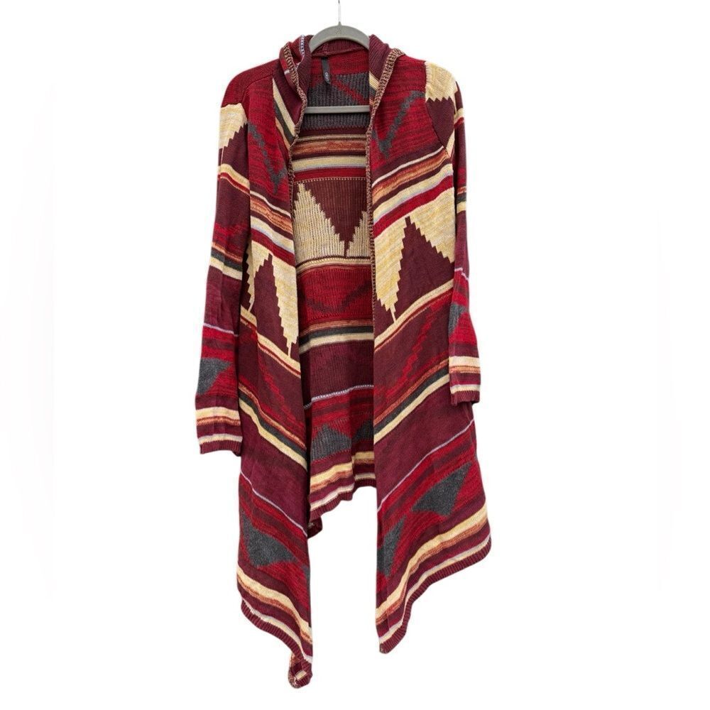 Elan Women's Aztec Western Hooded Cardigan 100% Cotton Size Large - Picture 2 of 9